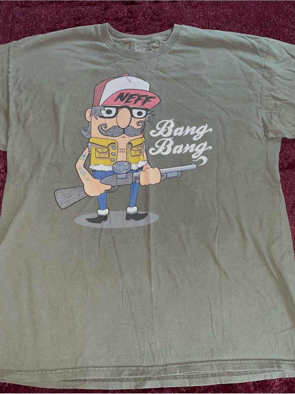 Neff Olive Green Graphic Logo Tee with White Print